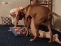 Petite blonde loves having sex with a dog